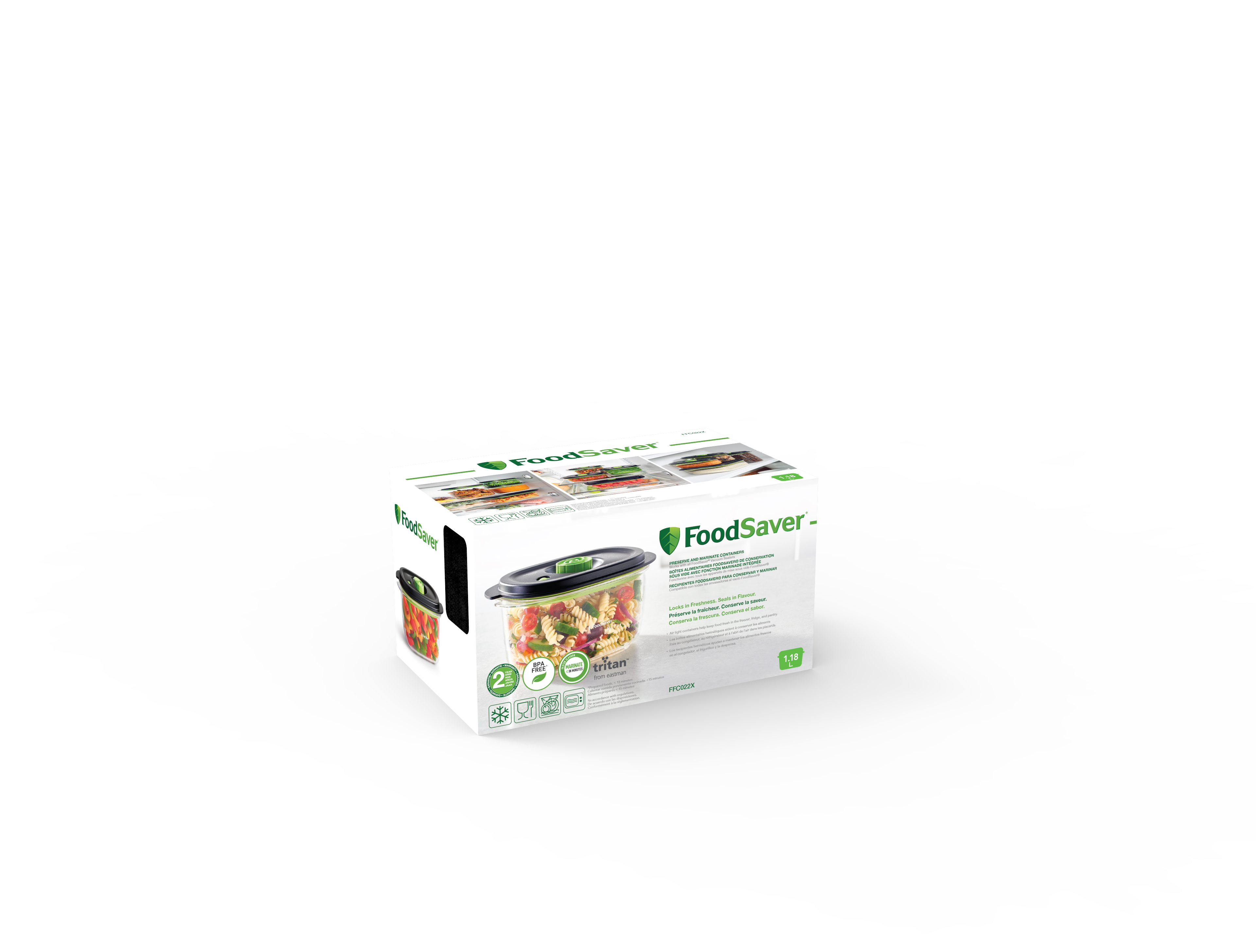 FoodSaver Machine Sous Vide avec compartiment de rangement & FoodSaver FSFSMA0050-050 Boîte alimentaire spéciale marinade pour appareil de mise sous vide 2,1 L Transparent 